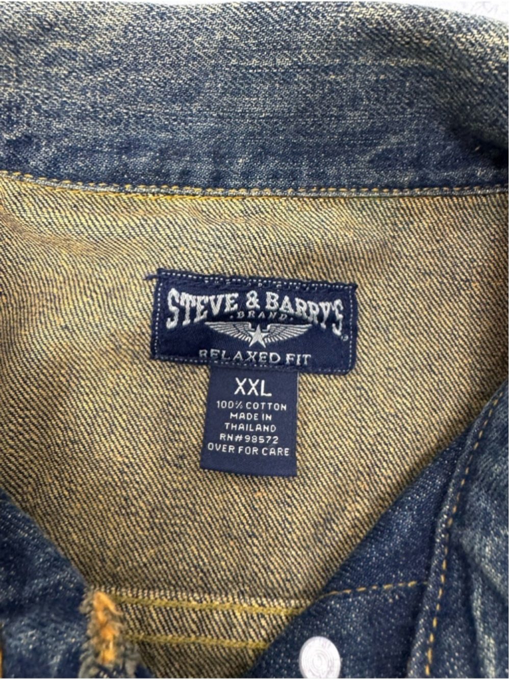 Y2K Steve & Barry’s Distressed Dark Wash Denim Jacket XXL - Picture 4 of 6